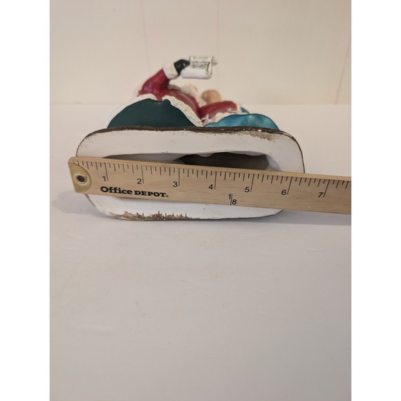 Vintage Hand Painted Ceramic Mold Singing Santa & Mrs. Claus Shelf Sitter Decor - Picture 8 of 14